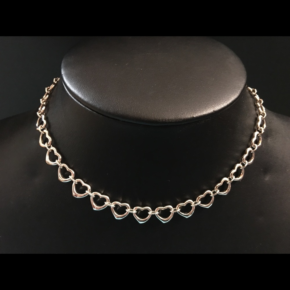 Tiffany Co Elsa Peretti open Heart link Necklace